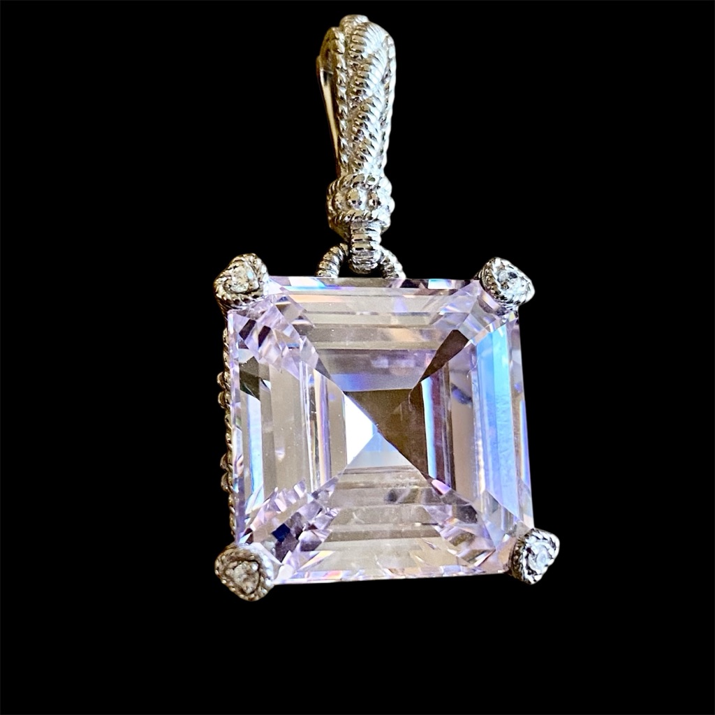 Judith Ripka, Sterling Silver Pendant, Pink With Bale That Opens